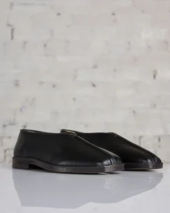 New Lemaire Flat Piped Slipper Loafer Nappa Leather Black