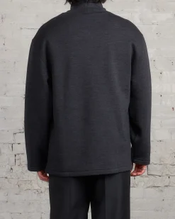Hot Lemaire Mock Neck Heavy Wool Sweatshirt Anthracite Melange