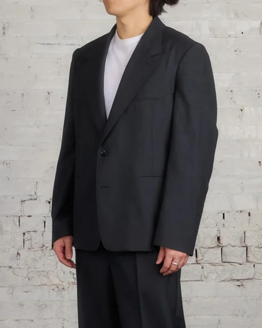 New Lemaire Tailored SB Blazer Tropical Wool Jacket Caviar