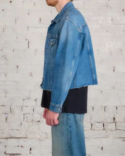 Outlet MM6 Maison Margiela Maison Margiela MM6 Raw Edge Denim Jacket Light Blue
