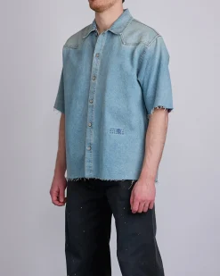 Outlet MM6 Maison Margiela Maison Margiela MM6 Western Button Denim Shirt Light Blue