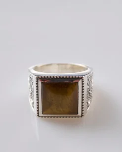 Fashion Maple Buick Ring Silver 925 Tiger Eye