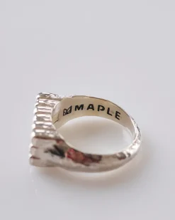 Fashion Maple Cookie Signet Ring Silver 925