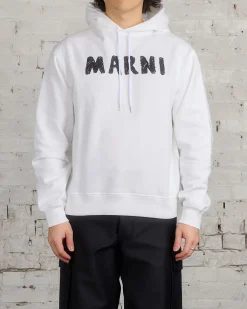 Online Marni Crayon Logo Hooded Sweatshirt Natural White