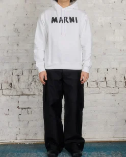 Online Marni Crayon Logo Hooded Sweatshirt Natural White