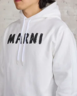 Online Marni Crayon Logo Hooded Sweatshirt Natural White