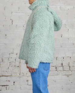 Discount Marni Long Pile Shaggy Faux Fur Jacket Linden Green