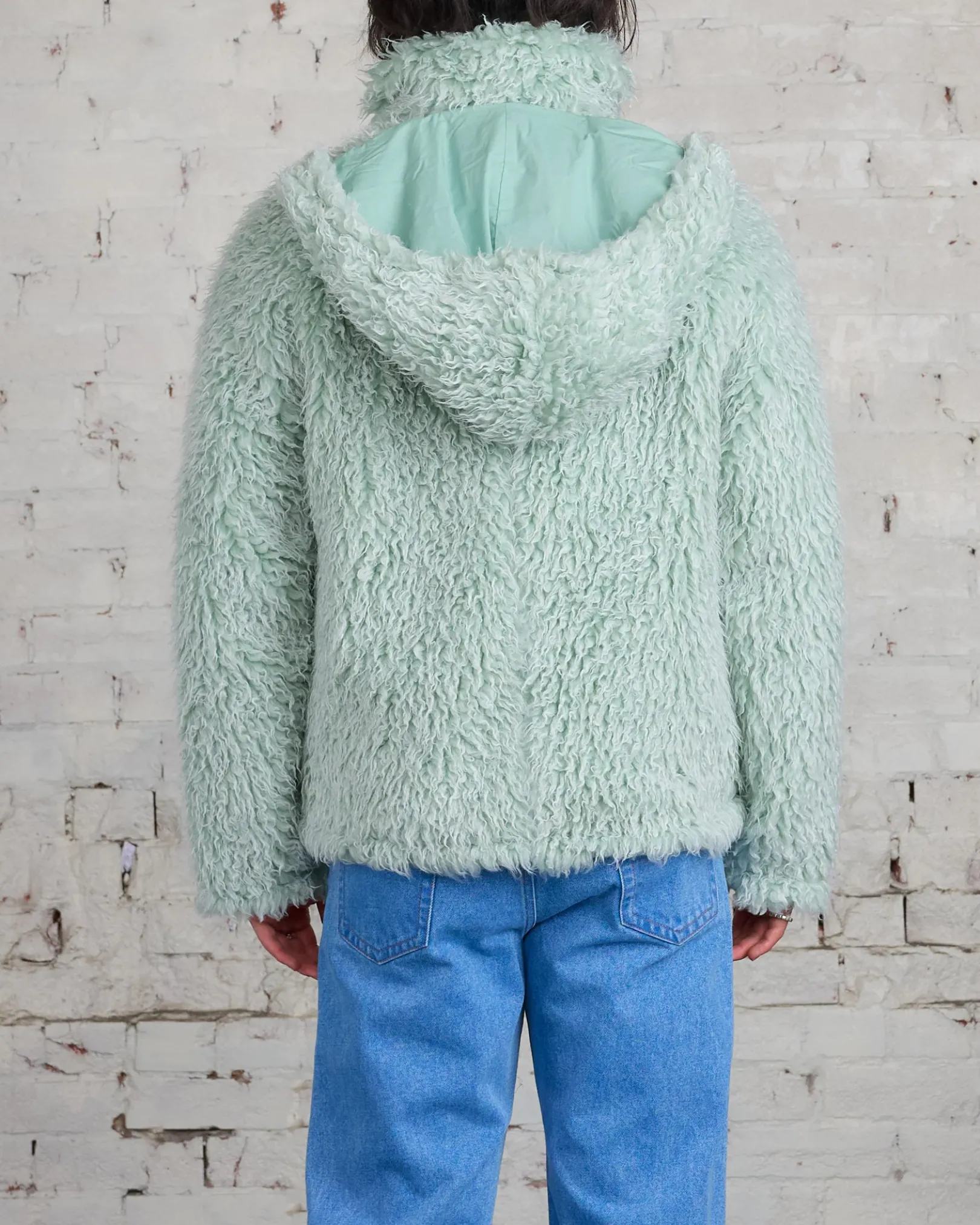 Discount Marni Long Pile Shaggy Faux Fur Jacket Linden Green