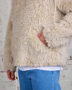 Hot Marni Long Pile Shaggy Faux Fur Jacket Glass Beige