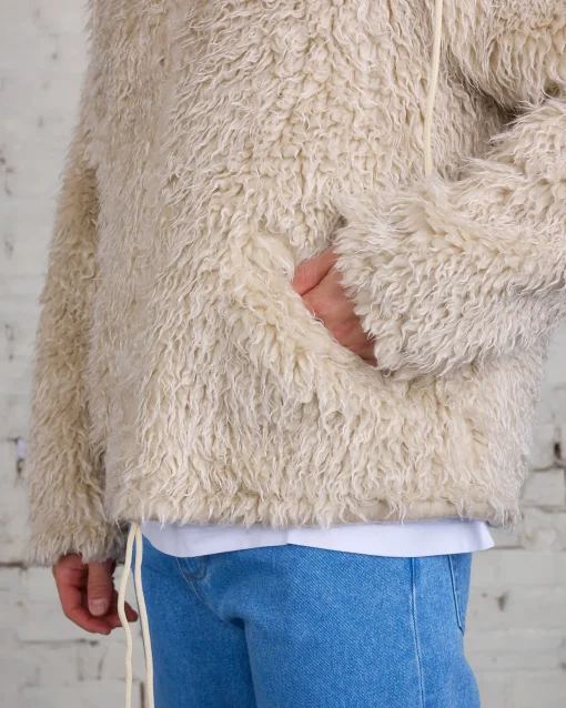 Hot Marni Long Pile Shaggy Faux Fur Jacket Glass Beige