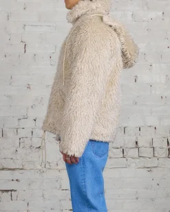 Hot Marni Long Pile Shaggy Faux Fur Jacket Glass Beige