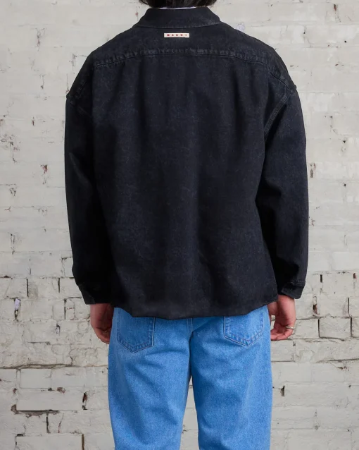 Best Marni Marble Dyed Denim Button Shirt Black