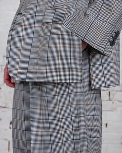 Discount Marni Runway Raw Cut Side Blazer Blue-Black Plaid