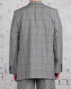 Discount Marni Runway Raw Cut Side Blazer Blue-Black Plaid