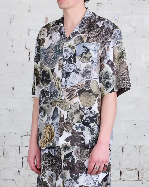 Outlet Marni Runway Silk Woven Habotai Bowling Shirt Black