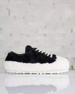 Fashion Marni Teddy Fabric Sneaker Lily White Black