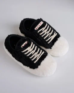 Fashion Marni Teddy Fabric Sneaker Lily White Black