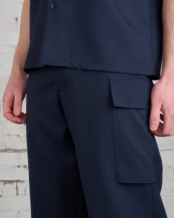 Outlet Marni Tropical Wool Single Cargo Pant Blue-Black
