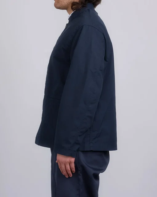 Clearance nanamica Band Collar Weather Cloth Jacket Navy