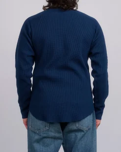 Clearance nanamica Crewneck Thermal Sweatshirt Navy