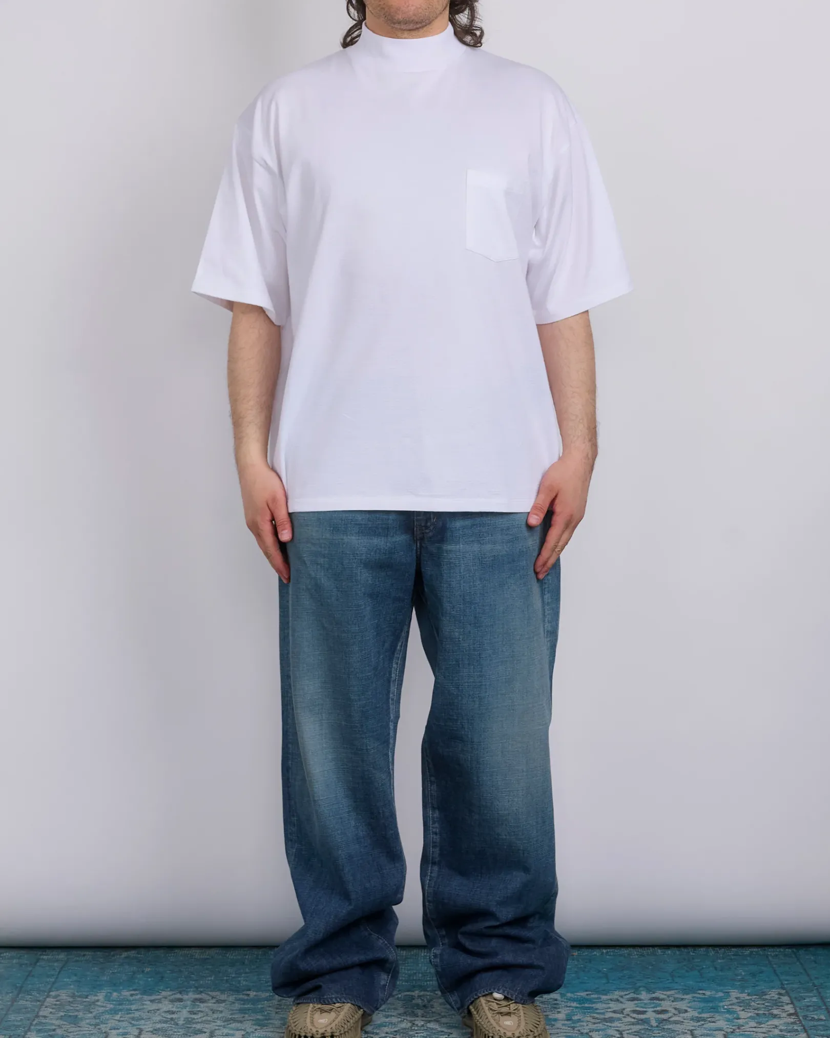 Clearance nanamica Mock Neck Coolmax T-Shirt Off White