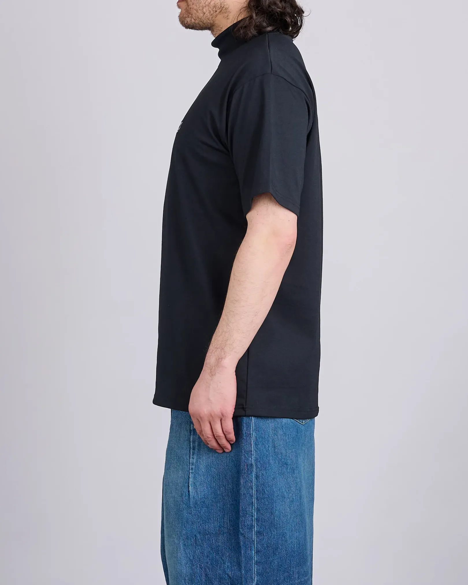 Clearance Needles Mock Neck T-Shirt Poly Jersey Black