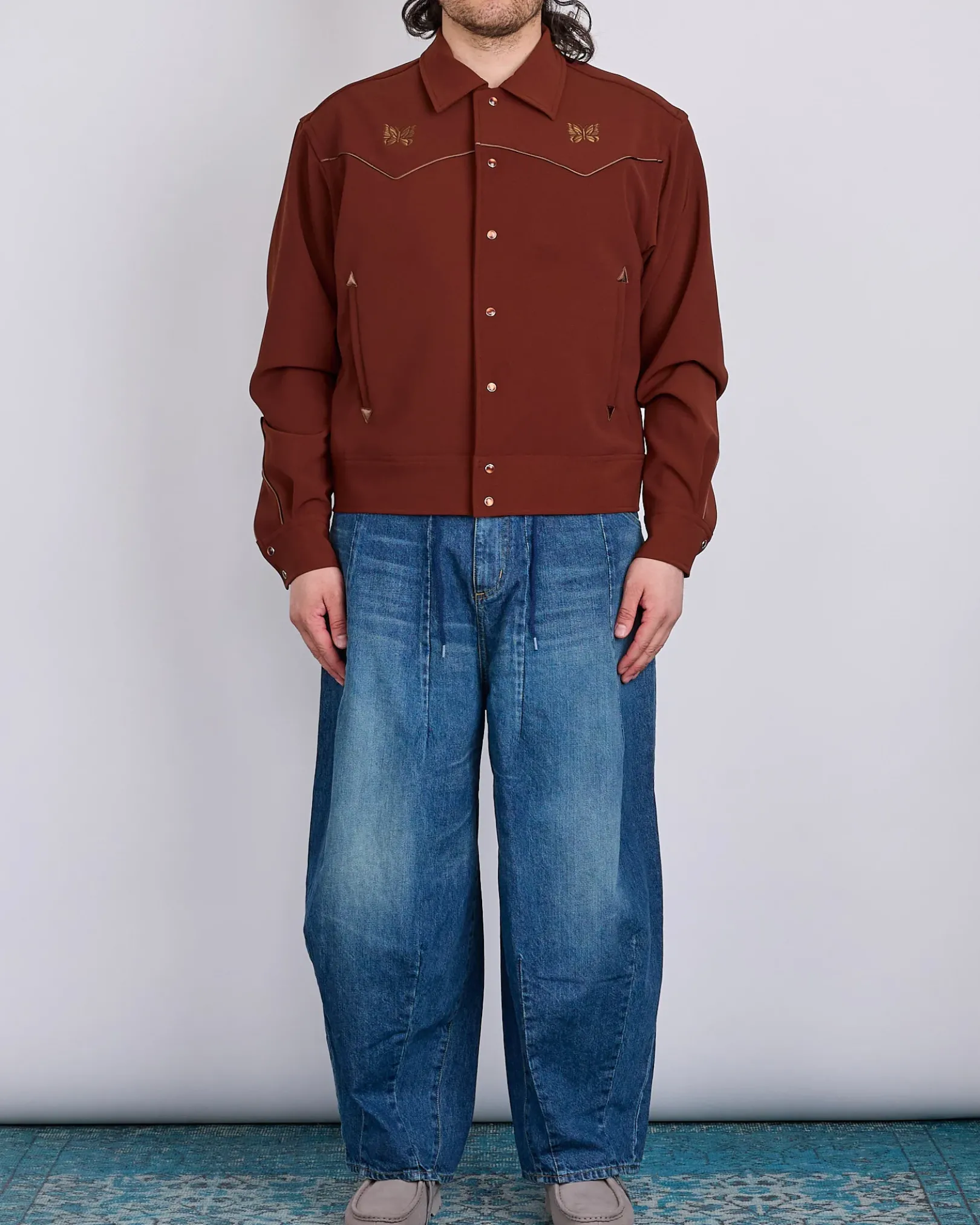 Online Needles Piping Cowboy Double Cloth Jacket Brown