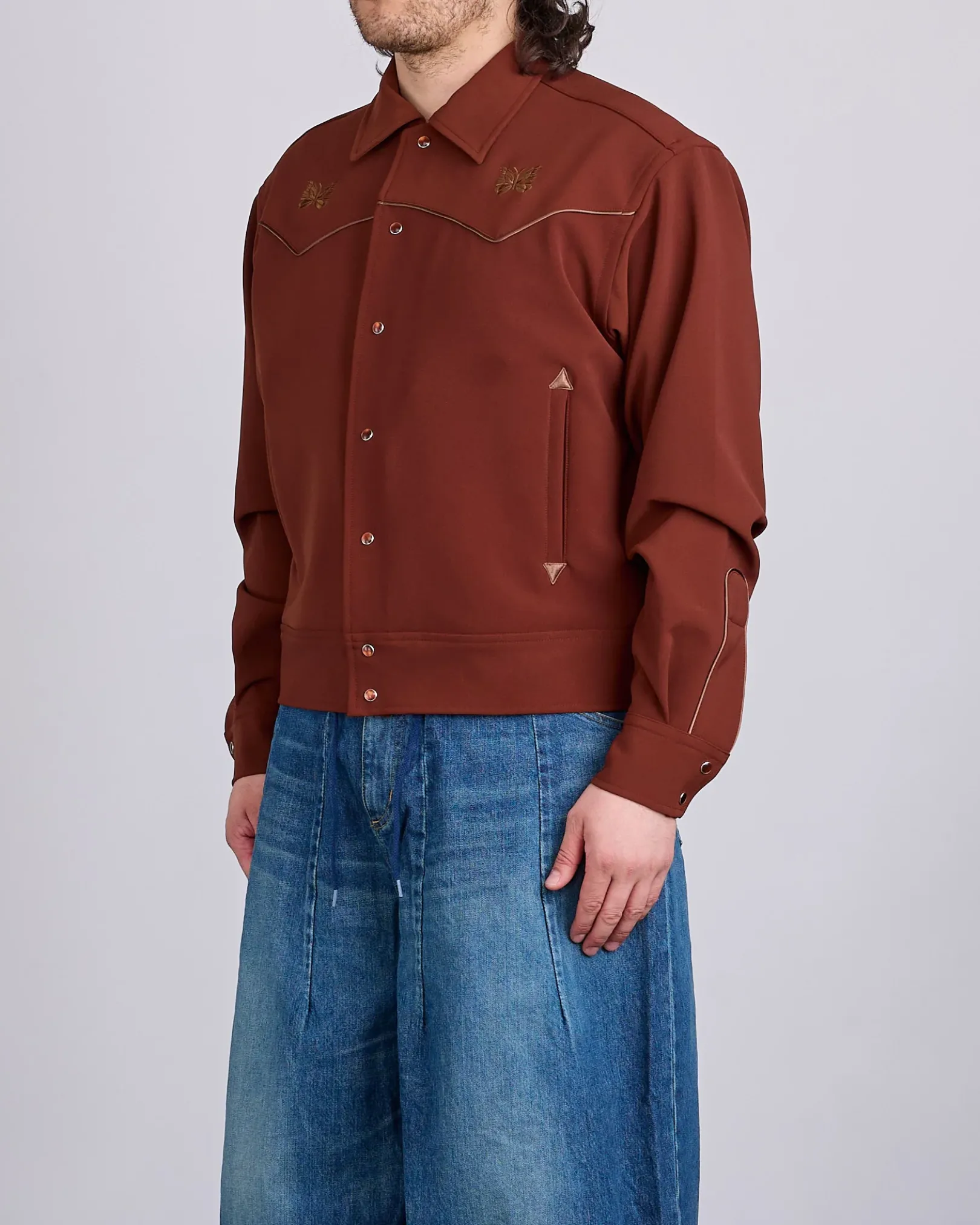 Online Needles Piping Cowboy Double Cloth Jacket Brown