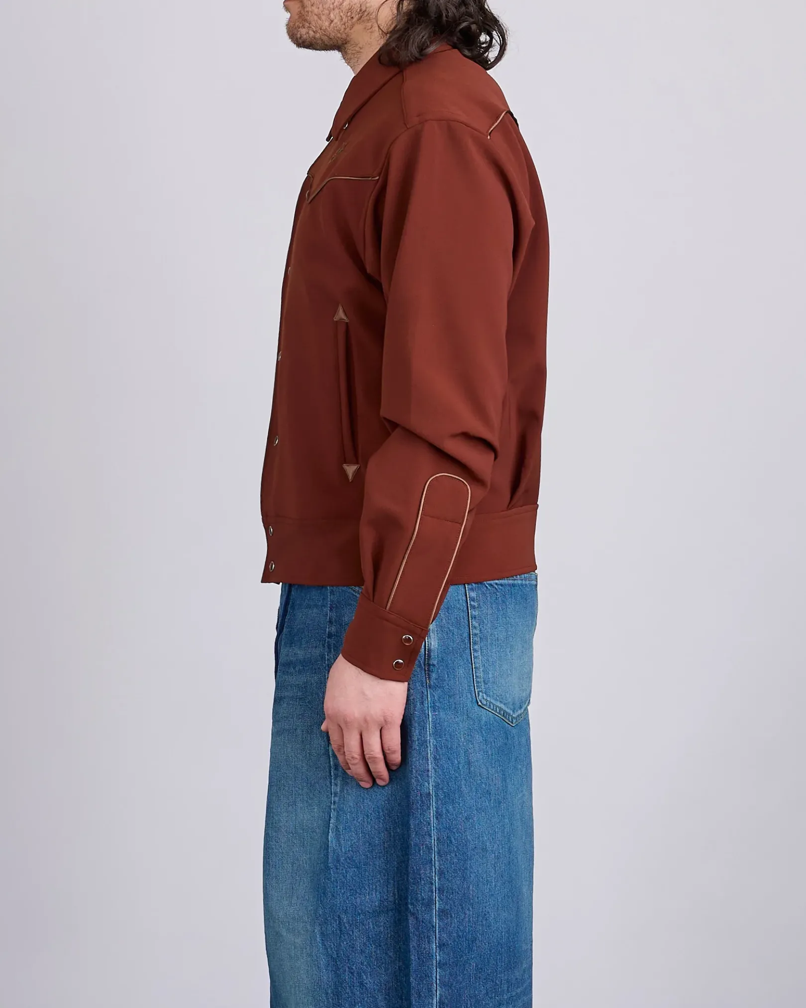 Online Needles Piping Cowboy Double Cloth Jacket Brown