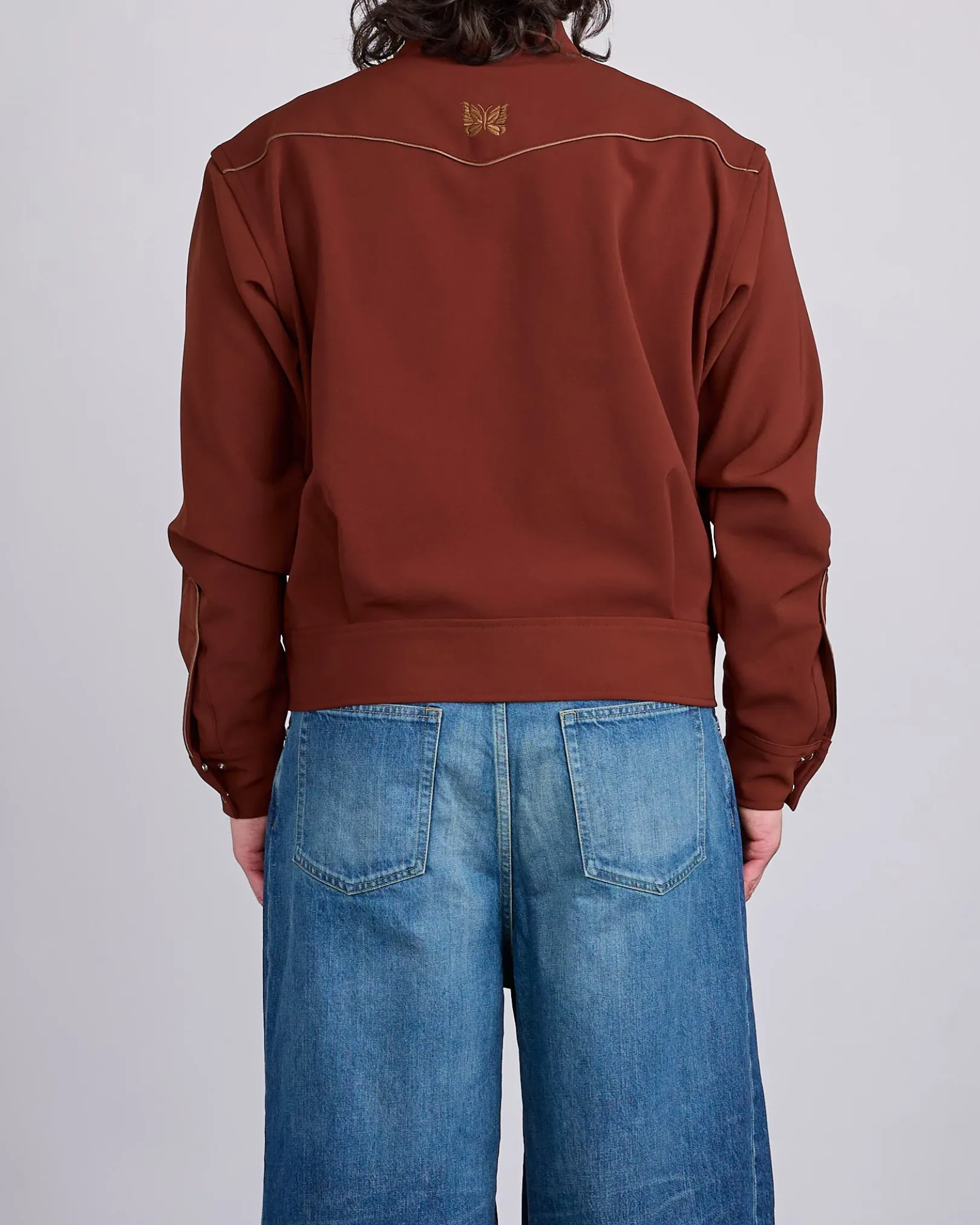 Online Needles Piping Cowboy Double Cloth Jacket Brown