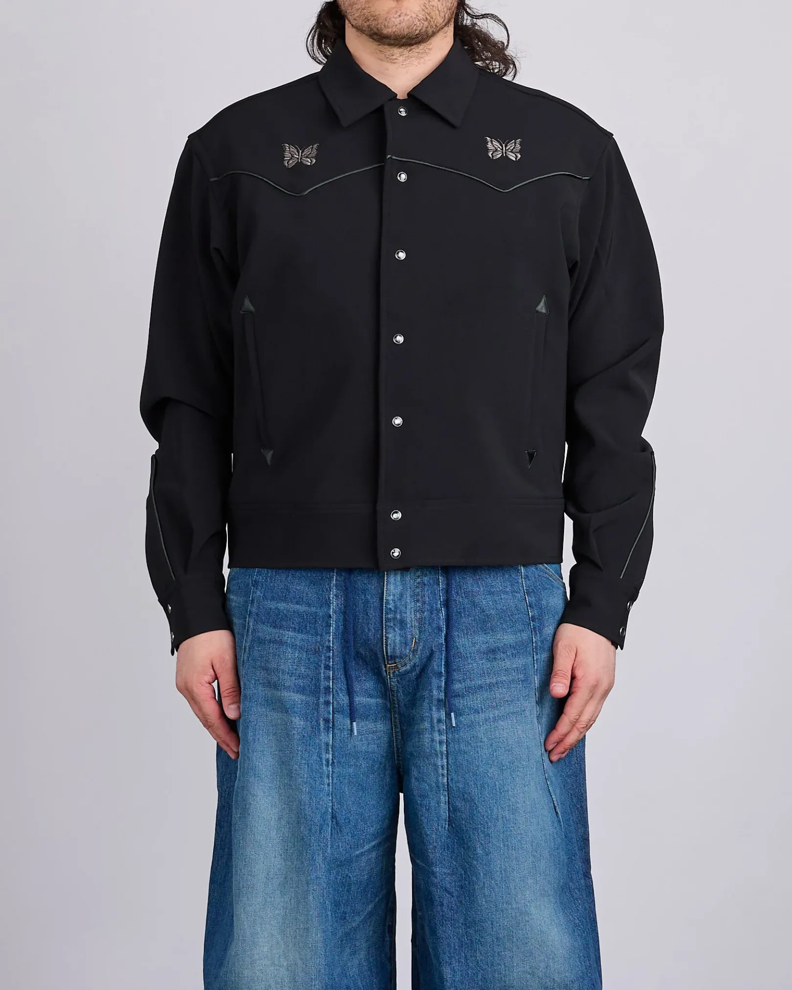 Hot Needles Piping Cowboy Double Cloth Jacket Black