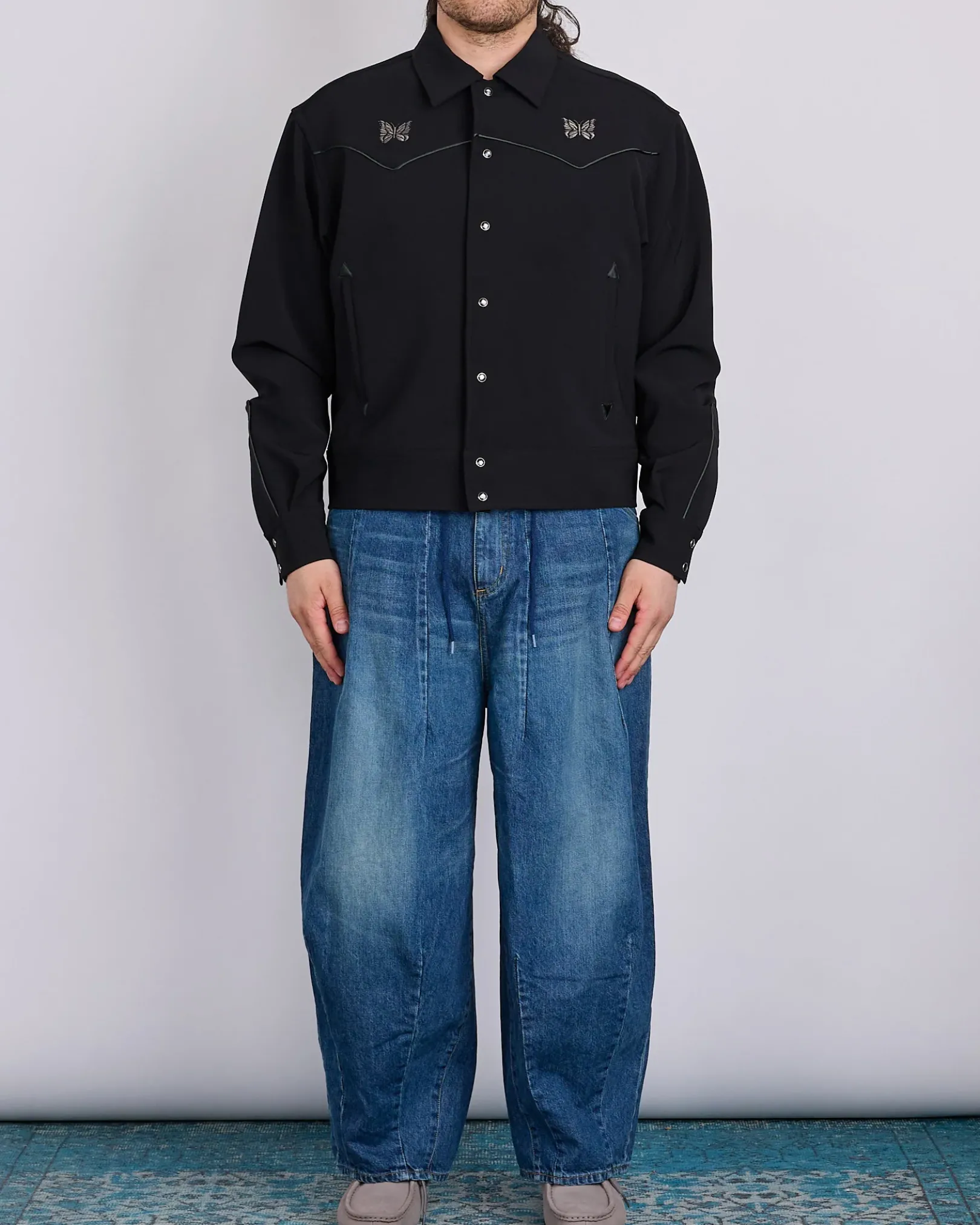 Hot Needles Piping Cowboy Double Cloth Jacket Black