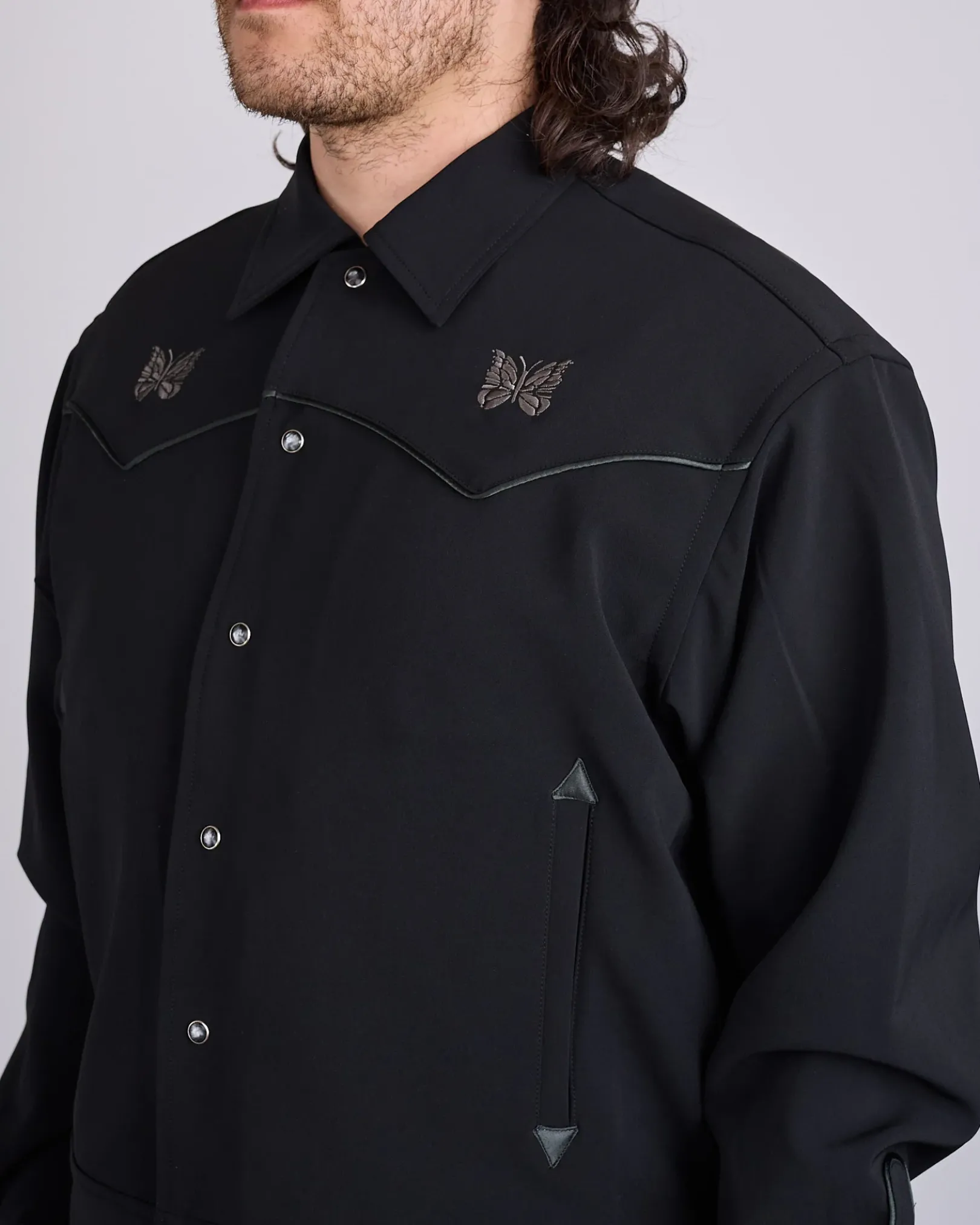 Hot Needles Piping Cowboy Double Cloth Jacket Black