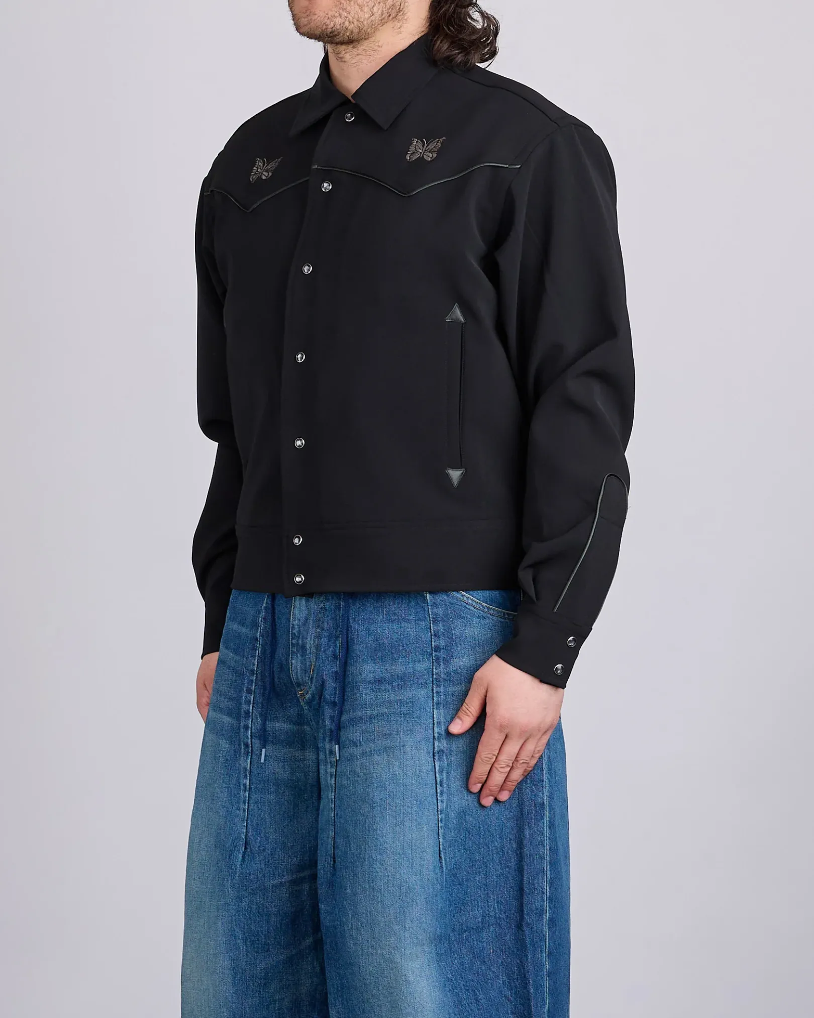 Hot Needles Piping Cowboy Double Cloth Jacket Black