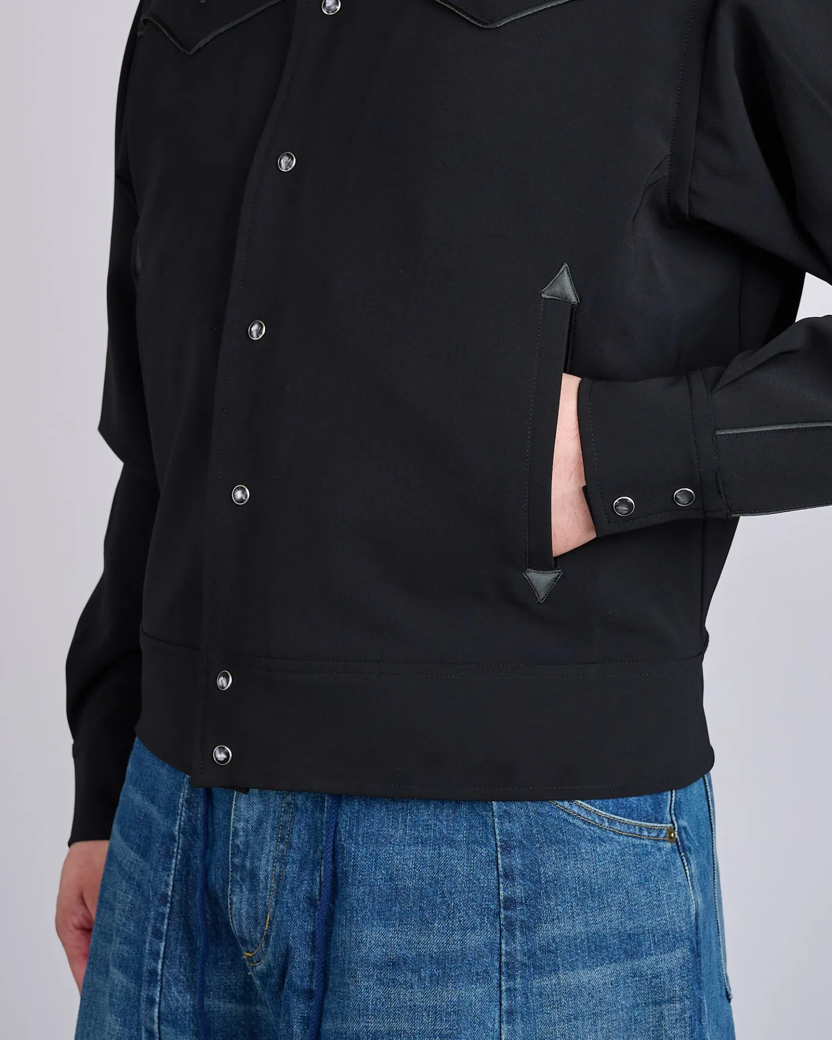 Hot Needles Piping Cowboy Double Cloth Jacket Black