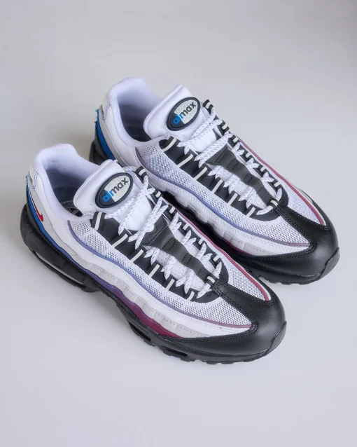 New Nike Men's Air Max 95 Premium "Toronto" White University Red-Blue Jay-Black