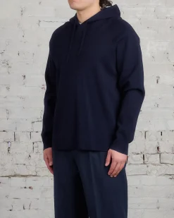 Fashion Norse Projects Axel Merino Cotton Milano Hoodie Dark Navy