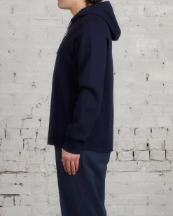 Fashion Norse Projects Axel Merino Cotton Milano Hoodie Dark Navy