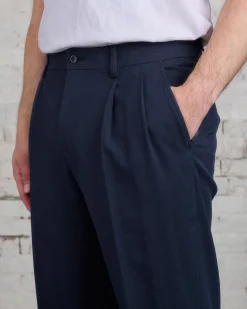 Outlet Norse Projects Benn Relaxed Cotton Wool Trouser Dark Navy