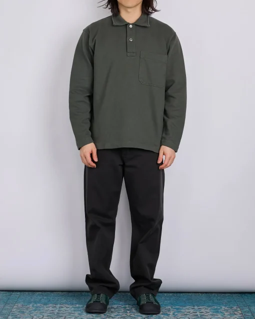 Hot Norse Projects Fraser Relaxed Organic Loopback LS Black Olive