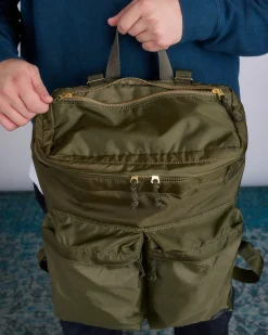 Fashion Porter-Yoshida u0026 Co. Porter Force Daypack Dual Front Pocket Olive Drab