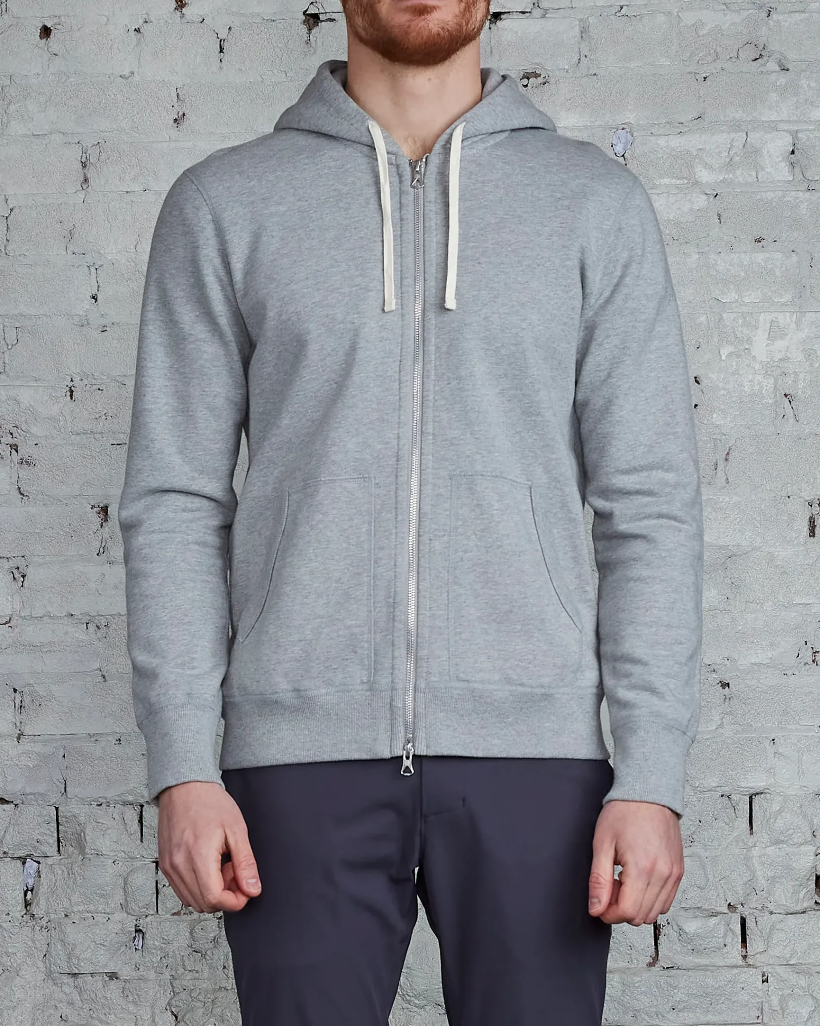 Outlet Reigning Champ Core Full Zip Hood Heather Grey