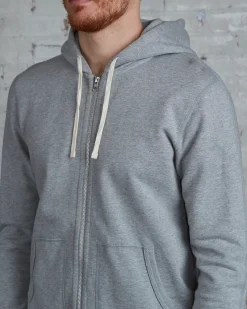 Outlet Reigning Champ Core Full Zip Hood Heather Grey
