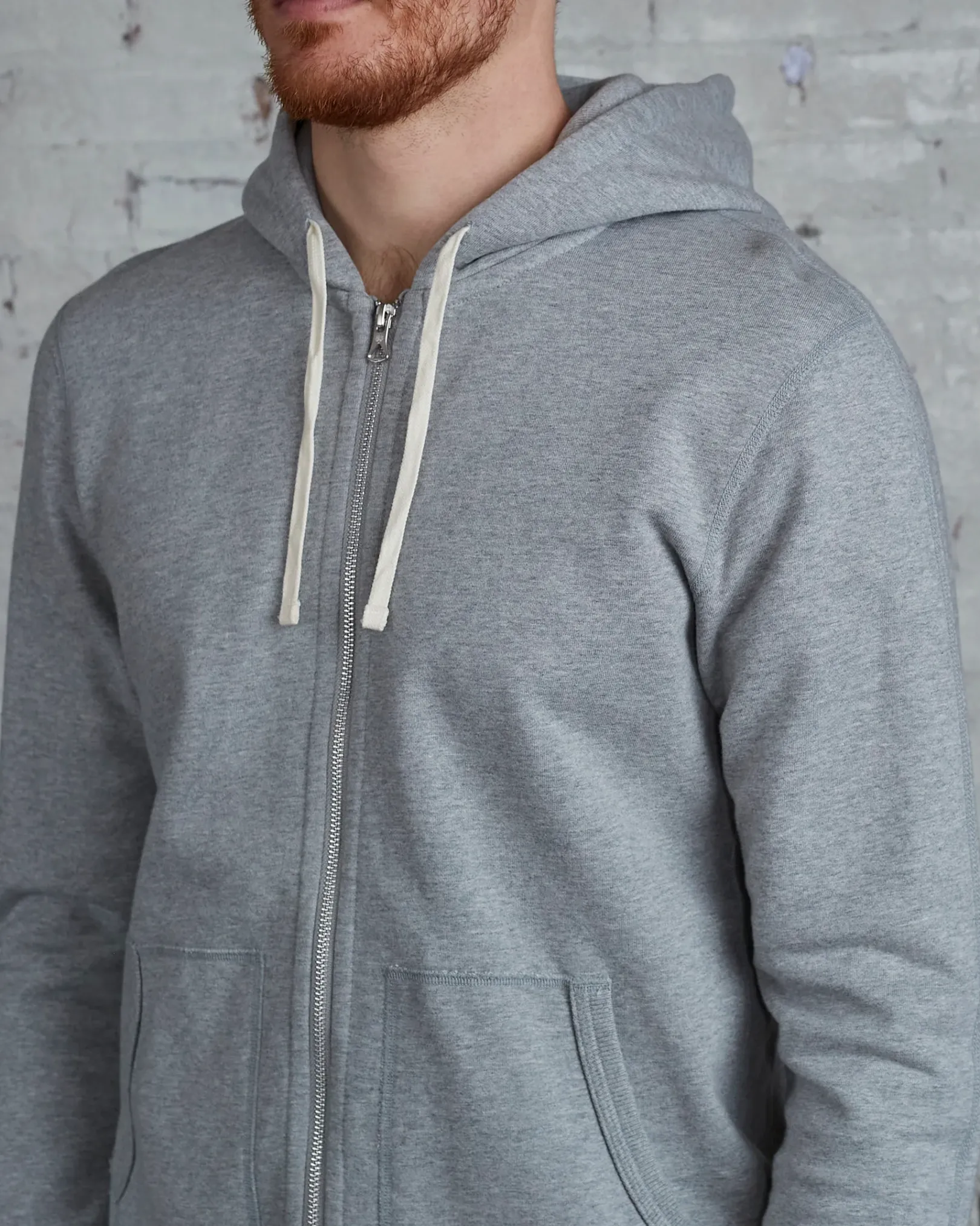 Outlet Reigning Champ Core Full Zip Hood Heather Grey