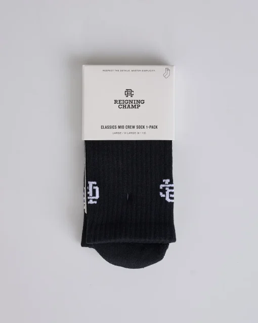 Clearance Reigning Champ Knit Classic Crew Sock Black
