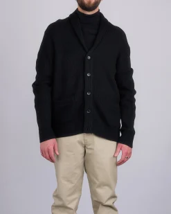Clearance Reigning Champ Merino Rib Vinnie Shawl Cardigan Black
