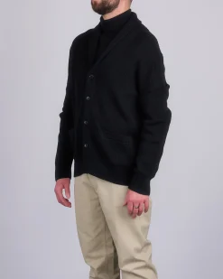 Clearance Reigning Champ Merino Rib Vinnie Shawl Cardigan Black