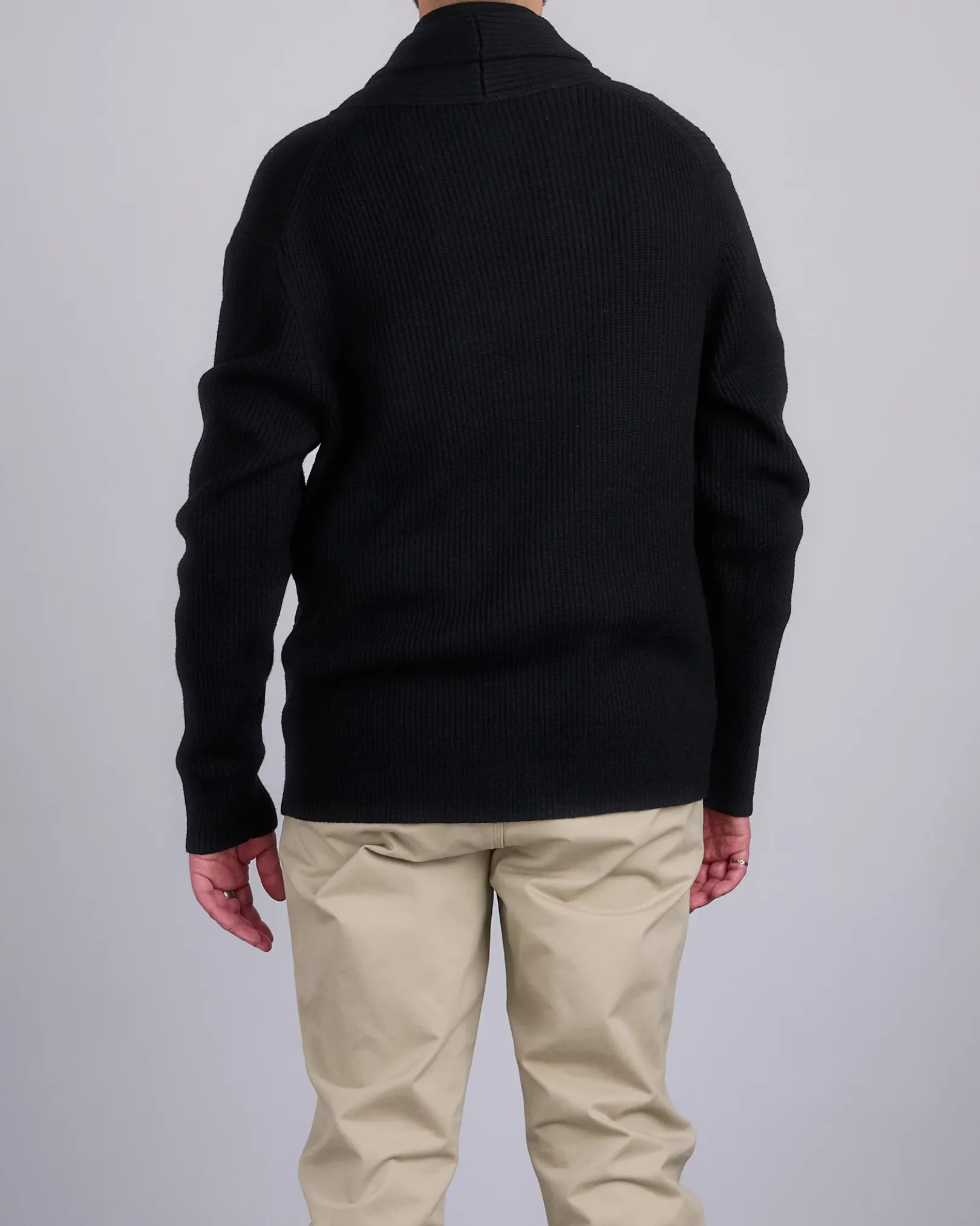 Clearance Reigning Champ Merino Rib Vinnie Shawl Cardigan Black