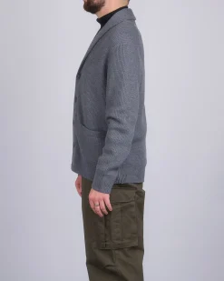 New Reigning Champ Merino Rib Vinnie Shawl Cardigan Heather Carbon