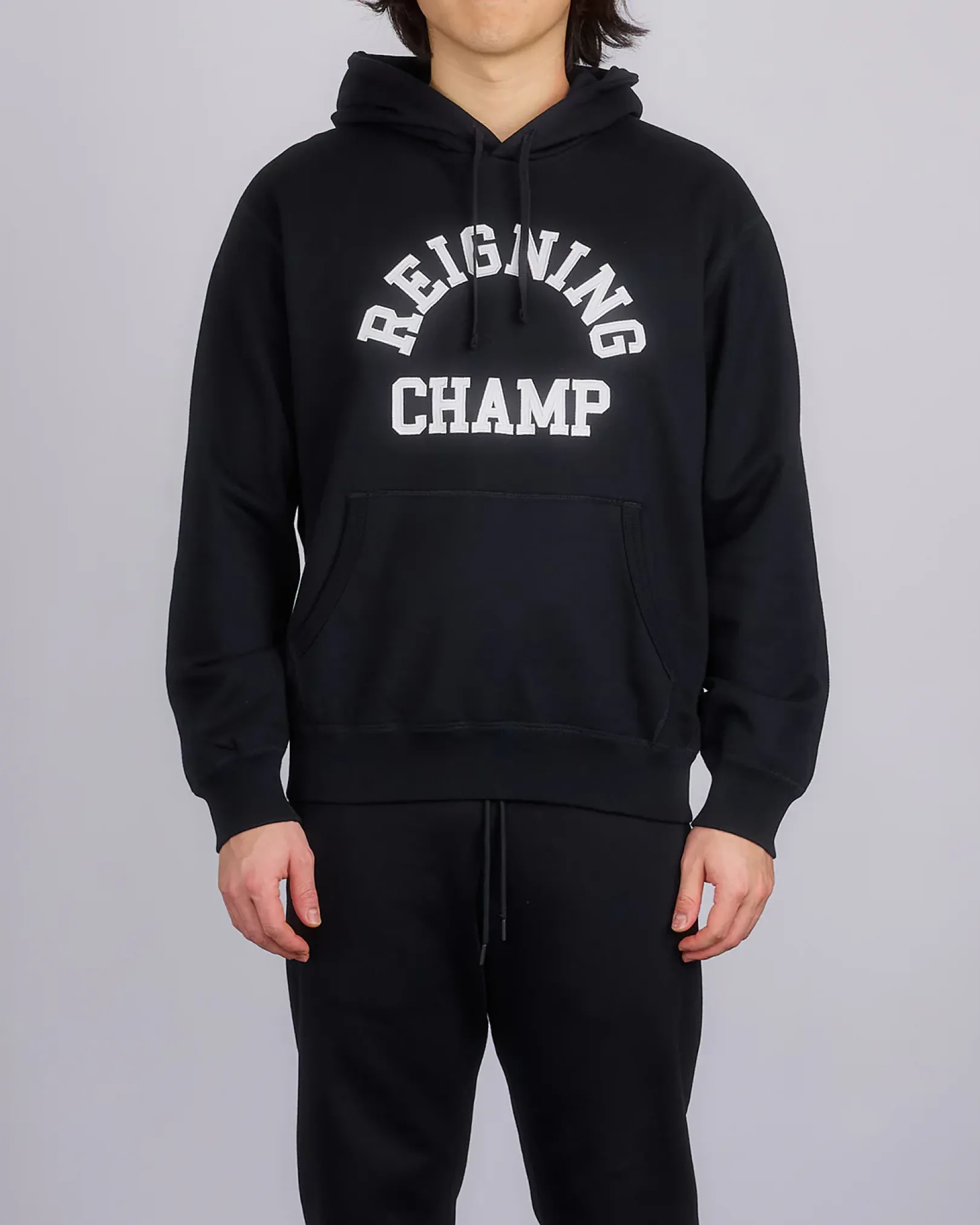Outlet Reigning Champ Midweight Arch Logo Hoodie Black